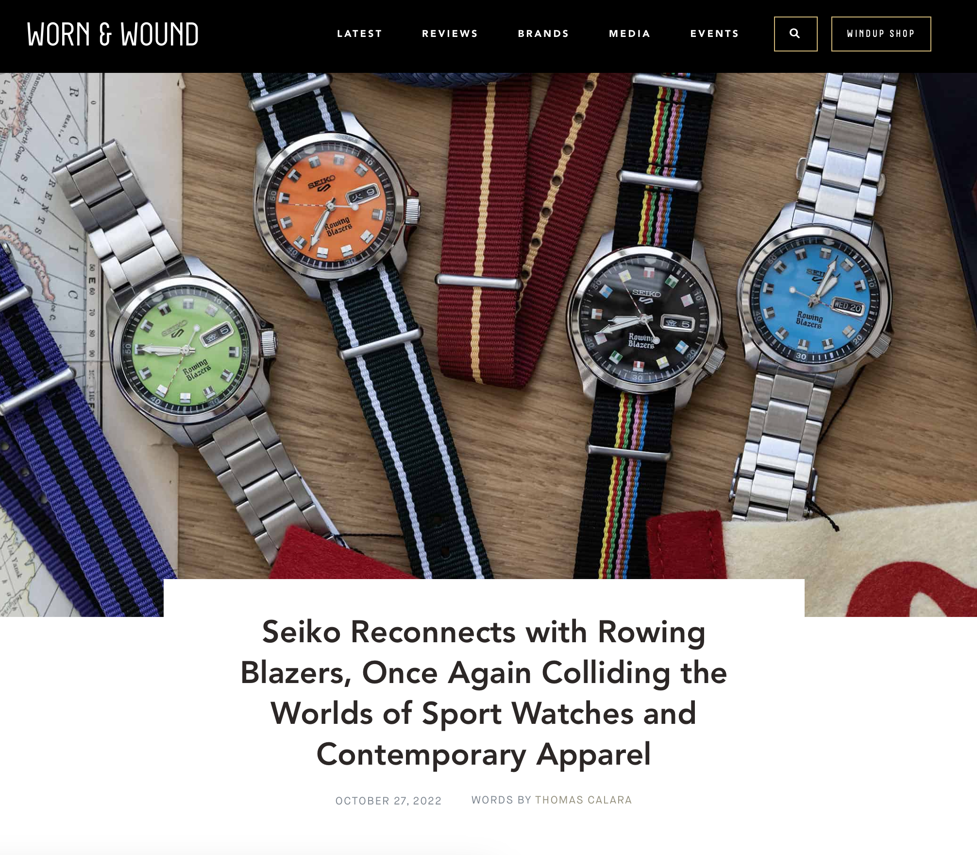 Worn & Wound: Eric Wind Highlighted As Co-Designer of Rowing